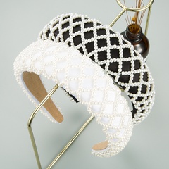 Korean mesh pearl sponge wide-edge headband