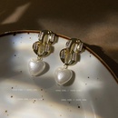 925 Silver Needle Love Pearl Zircon Chain Earrings  NHQC317027picture8