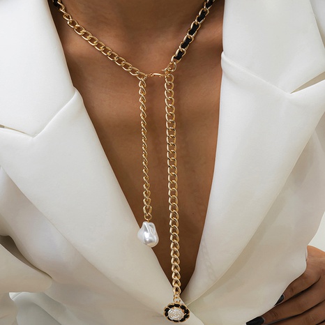 collier à pendentif long en perles's discount tags