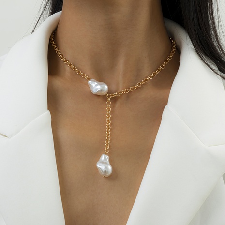 collier de perles de style baroque rétro simple's discount tags