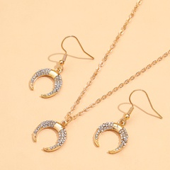 fashion moon crescent diamond tassel earrings necklace set