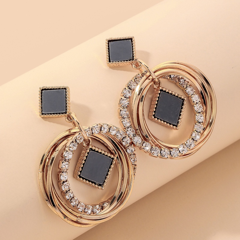 fivepointed star diamond multilayer circle earrings