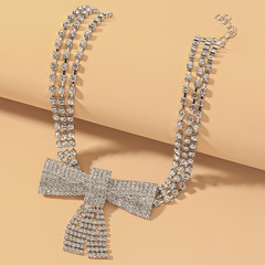 Mode Full Diamond Bow Knot Halskette