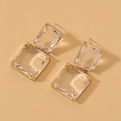 transparent square crystal earrings