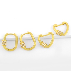 retro geometric oval diamond earrings