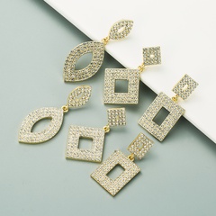 Korean new geometric super flash diamond earrings