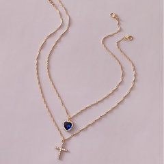 fashion alloy cross peach heart pendant necklace