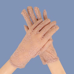 Pure color lace gloves