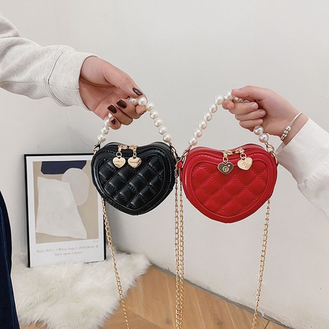 Lingge Pearl Chain Children's Bag Fashion One-shoulder Messenger Bag Coin Purse's discount tags