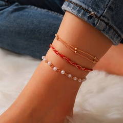 fashion simple new Pearl Anklet 3-Piece Set