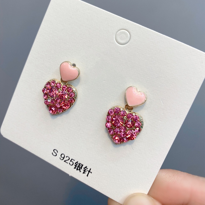 Pink Heart Fashion Diamonds Earrings