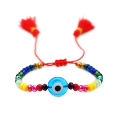 simple bohemian ethnic style rainbow tassel couple bracelet