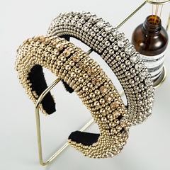 Baroque black flannel sponge golden pearl starry headband