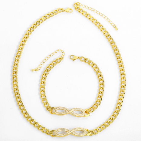 Cuban chain 8-shaped infinite necklace bracelet NHAS318365's discount tags