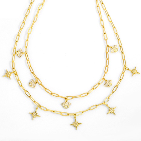 new creative six-pointed star chain necklace NHAS318373's discount tags