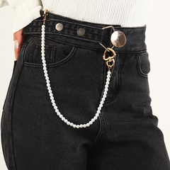 geometric handmade round beads imitation pearl waist chain