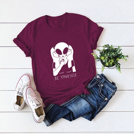 alien printed cotton short-sleeved t-shirt's discount tags