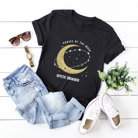 moon starry cotton short-sleeved t-shirt's discount tags