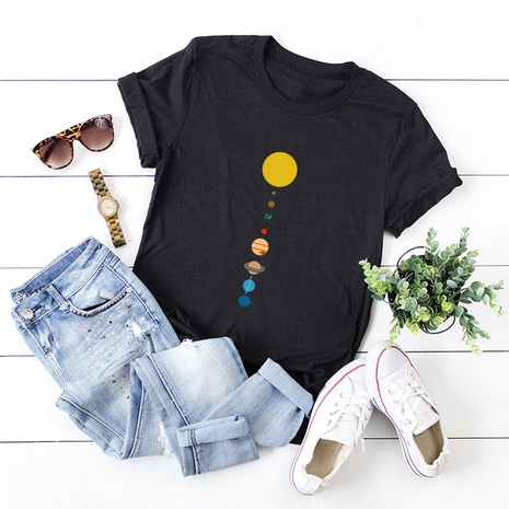 space starry sky map pure cotton short-sleeved t-shirt's discount tags