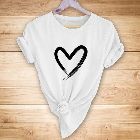 Simple pen love printing casual T-shirt's discount tags