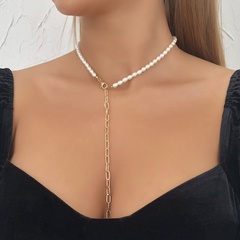 Mode Nachahmung Perle lange Halskette