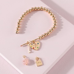 fashion beads peach heart lock stone bracelet set