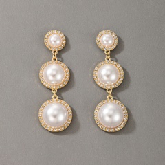 new retro pearl long tassel diamond earrings