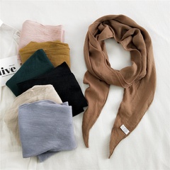 Korean fashion cotton and linen solid color triangle silk scarf