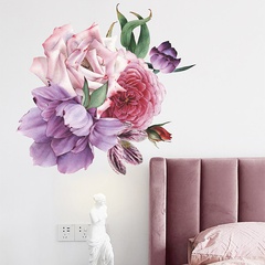 nouvelle mode rose violet grande fleur de pivoine sticker mural