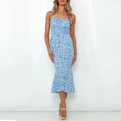 Summer sling print mid-length floral dress