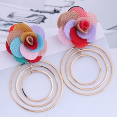 fashion wild rose concise circle exaggerated earrings