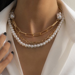 Baroque retro special-shaped imitation pearl necklace