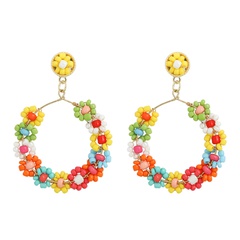 hand-woven beads flower alloy earrings