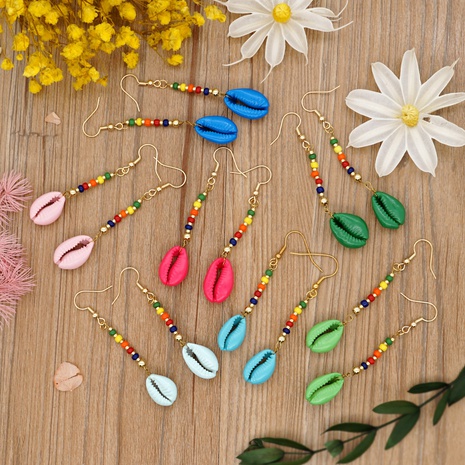 bohemian shell colorful bead earrings's discount tags