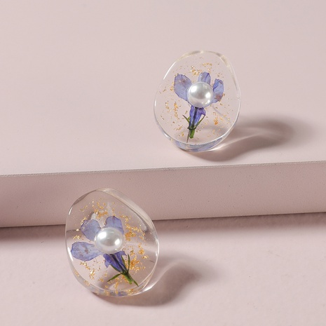 fashion transparent resin dried flower earrings NHLU324126's discount tags