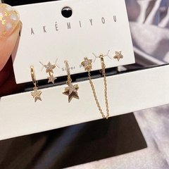 simple fashion zircon micro-inlaid star earrings set