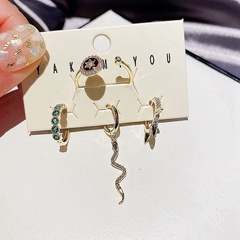 fashion snake-shaped inlaid zircon earrings set