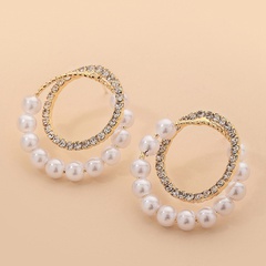 fashion pearl rhinestone geometric earrings