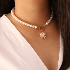 retro open heart shape pearl necklace