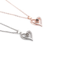 micro-inlaid zircon pendant heart-shaped necklace