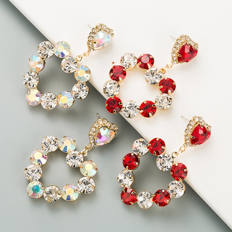 Korean Fashion Heart-Shape Full Diamond Alloy Earrings's discount tags