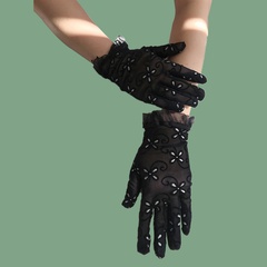 fashion flower lace sunshade sunscreen short finger gloves