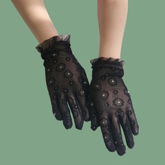 Korean fashion flower bright diamond lace short finger sunscreen gloves