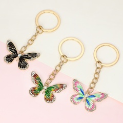 fashion alloy diamond painting oil butterfly keychain