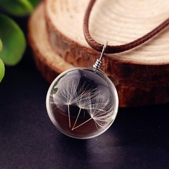 Fashion Glass Ball Dried Flower Dandelion Necklace