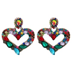 retro heart-shaped diamond earrings