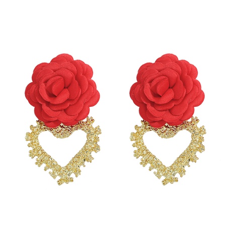 Heart-shaped fabric flower earrings's discount tags