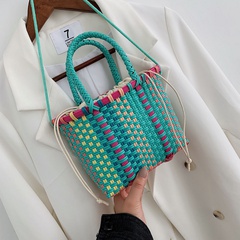 Candy color new trendy woven messenger bag