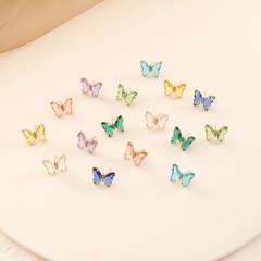 colorful zircon inlaid diamond butterfly earrings