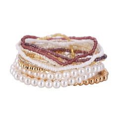 Bohemian Multilayer Pearl Beaded Elastic Rope Bracelet